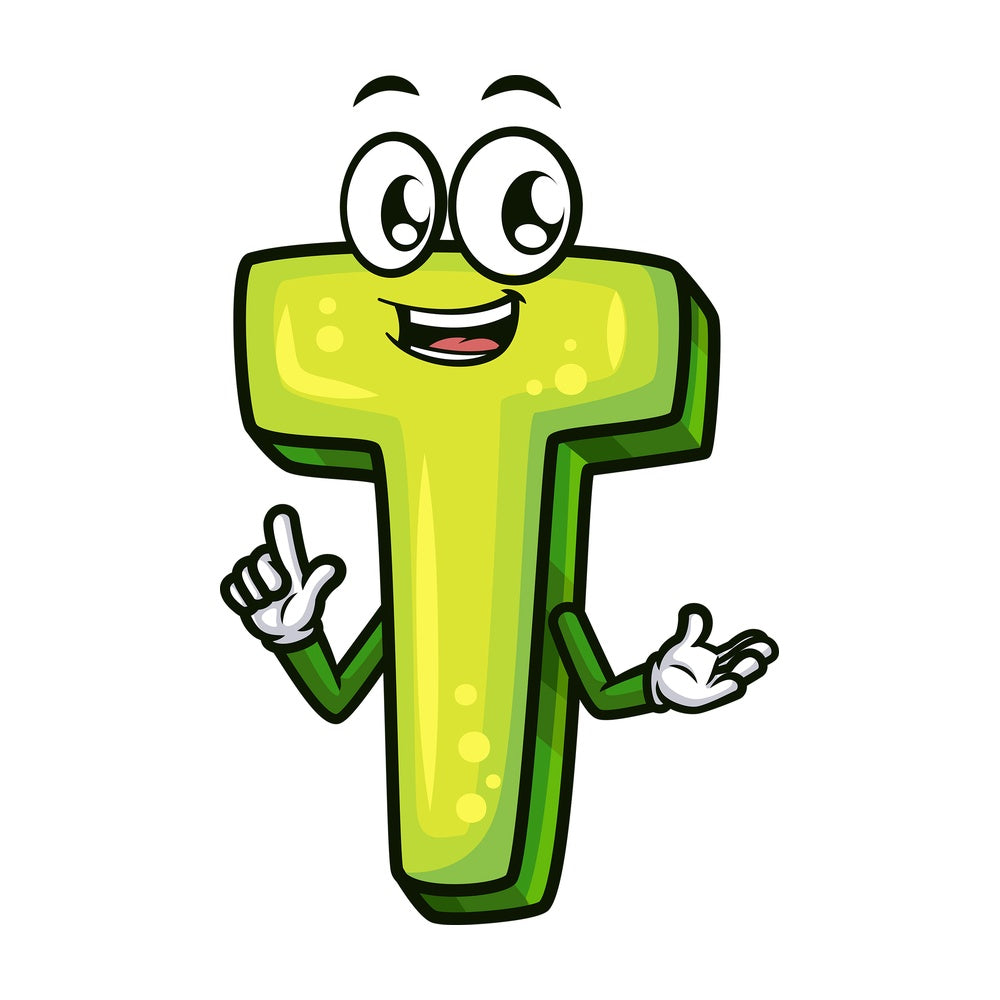 Cartoon letter t. PNG - JPG and vector EPS file formats (infinitely scalable). Image isolated on transparent background.
