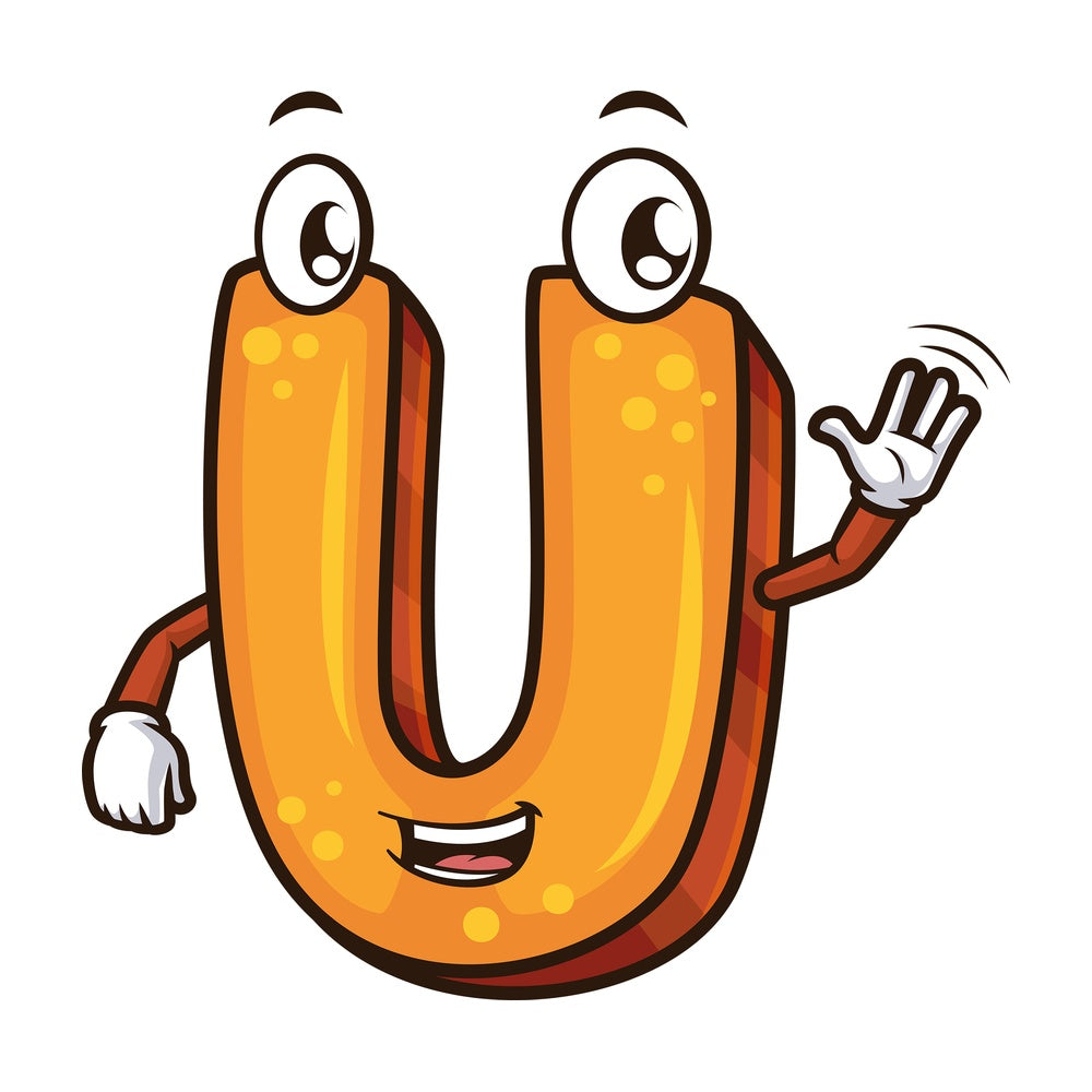 Cartoon letter u. PNG - JPG and vector EPS file formats (infinitely scalable). Image isolated on transparent background.