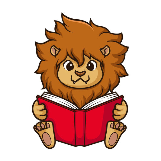 Lion reading book. PNG - JPG and vector EPS (infinitely scalable).