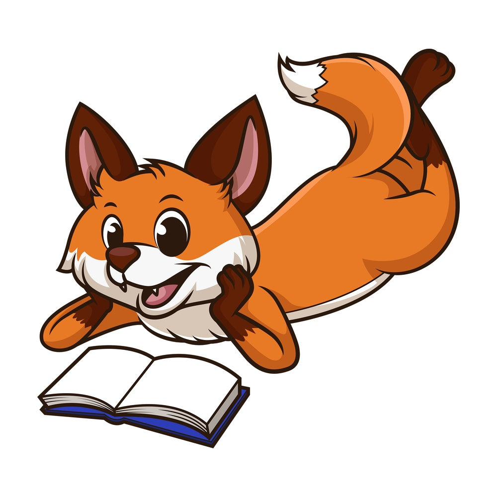 Fox reading book. PNG - JPG and vector EPS (infinitely scalable).