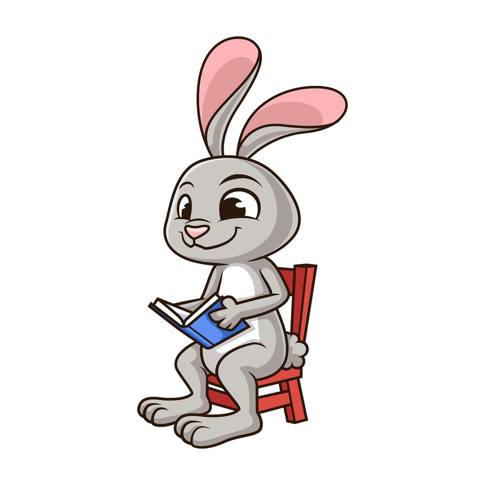 Rabbit reading book. PNG - JPG and vector EPS (infinitely scalable).