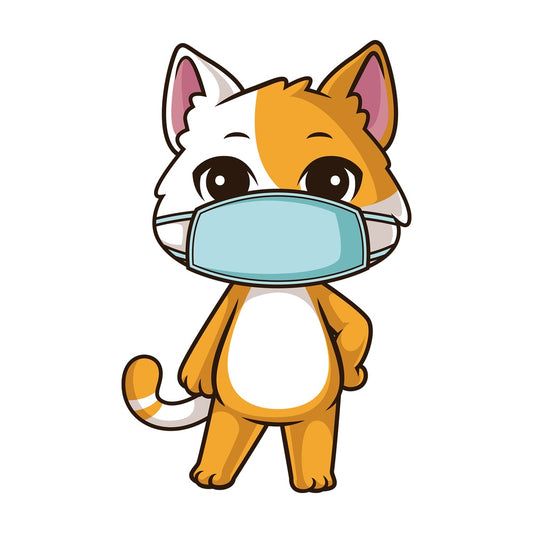 Cat with face mask. PNG - JPG and vector EPS (infinitely scalable).