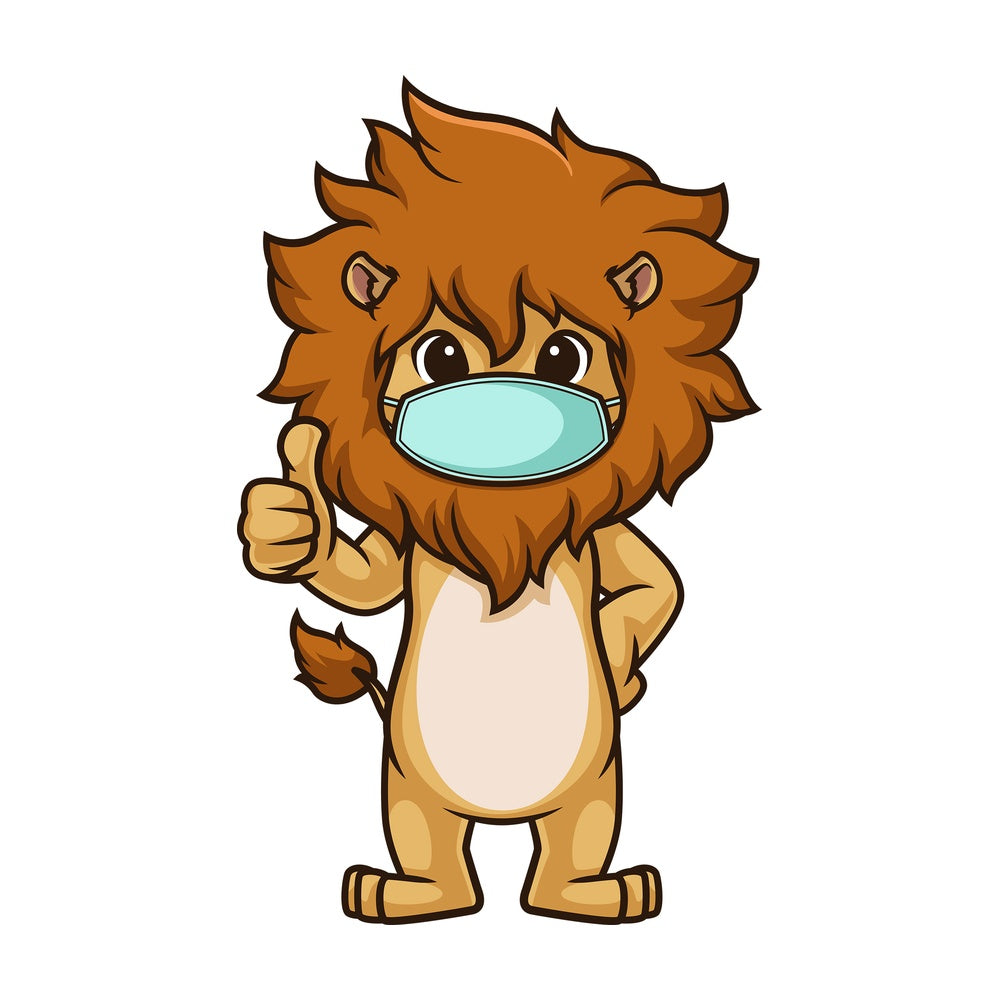 Lion with face mask. PNG - JPG and vector EPS (infinitely scalable).