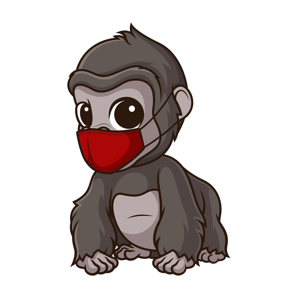 Gorilla with face mask. PNG - JPG and vector EPS (infinitely scalable).