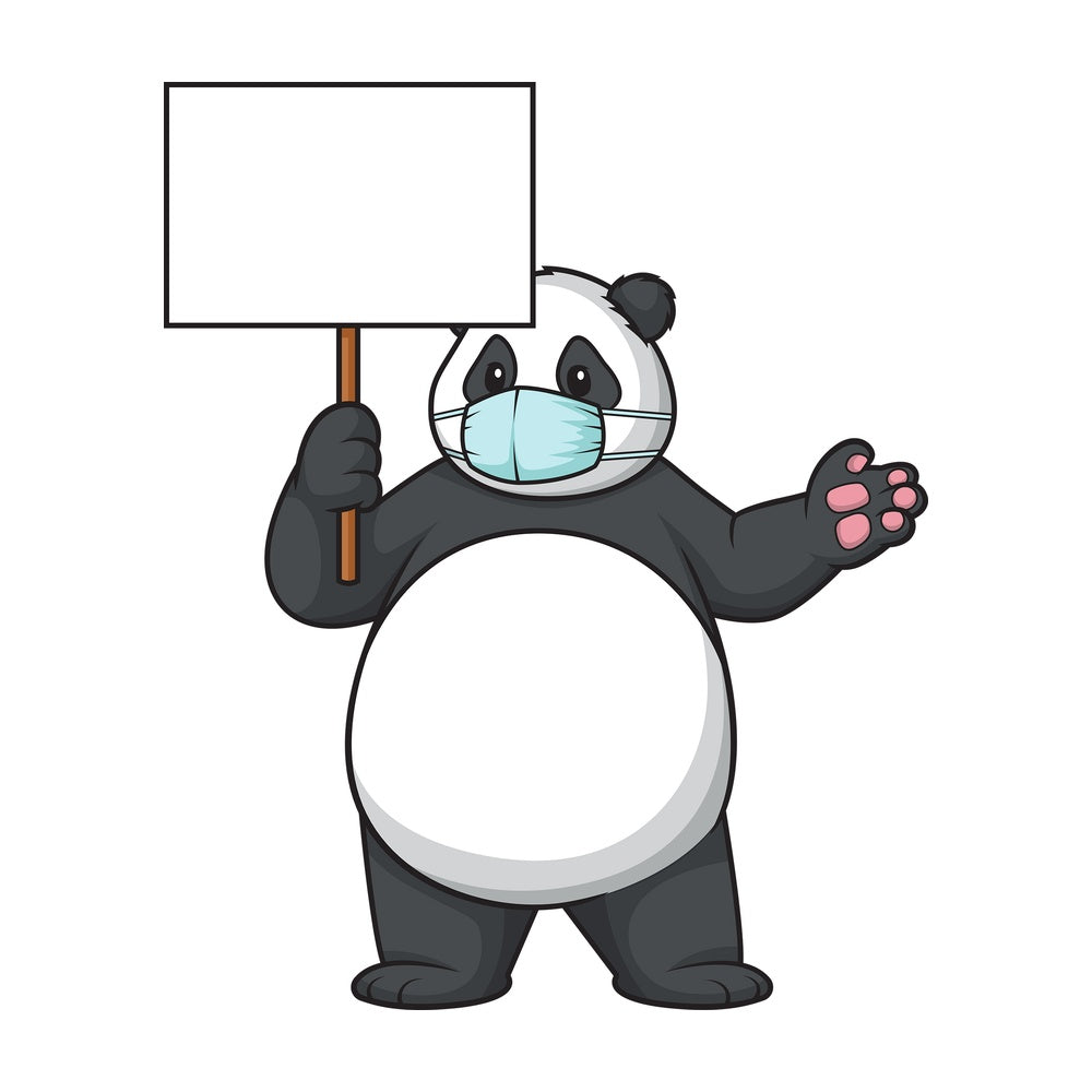 Panda with face mask. PNG - JPG and vector EPS (infinitely scalable).