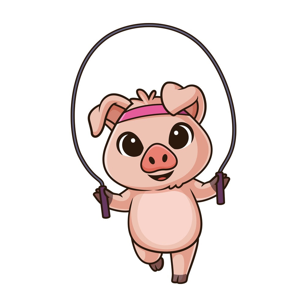 Pig working out. PNG - JPG and vector EPS (infinitely scalable).
