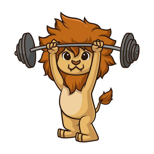 Lion working out. PNG - JPG and vector EPS (infinitely scalable).