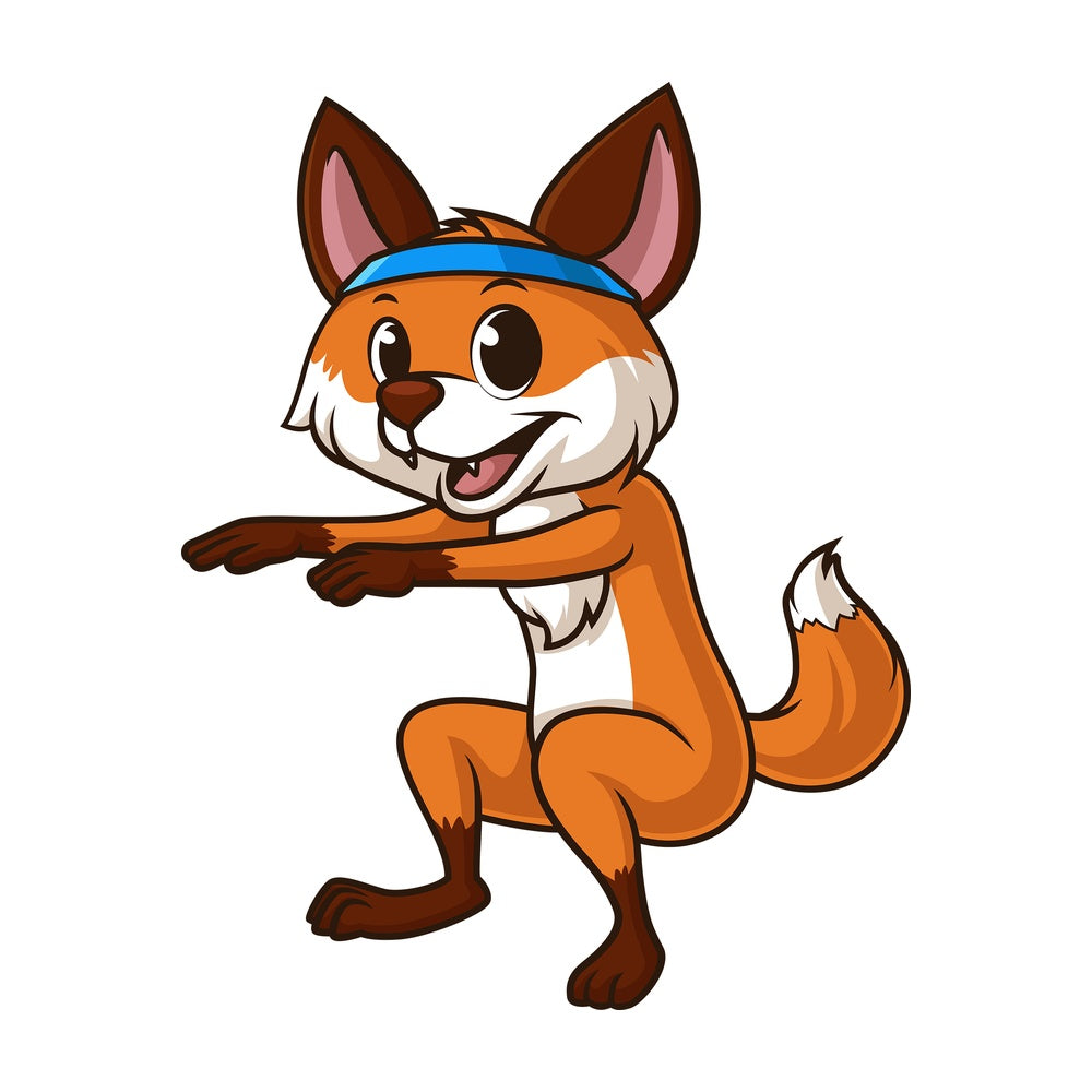 Fox working out. PNG - JPG and vector EPS (infinitely scalable).