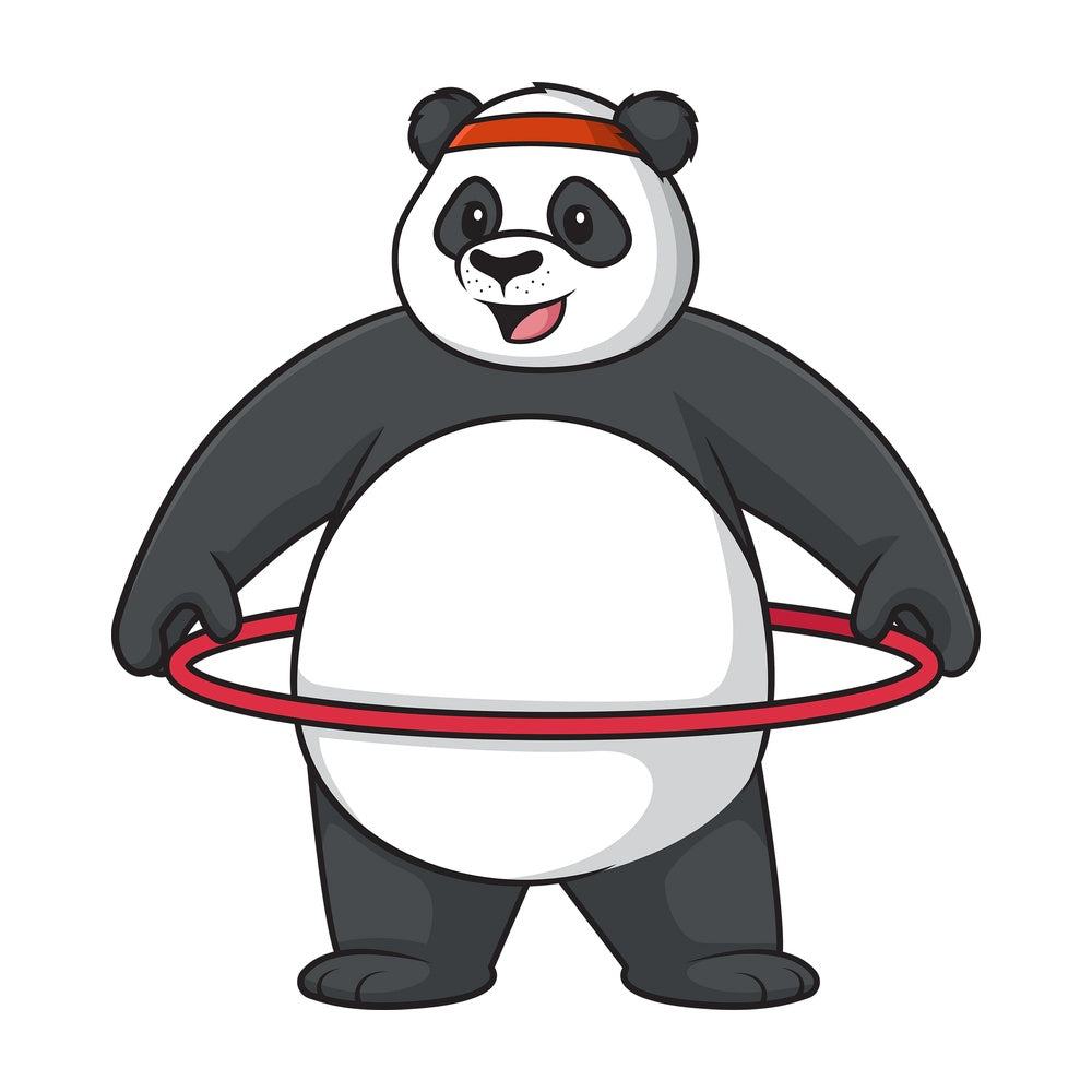 Panda working out with hula hoop. PNG - JPG and vector EPS (infinitely scalable).