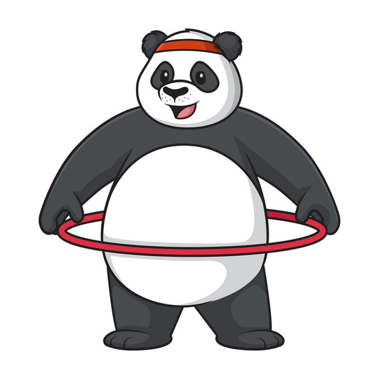 Panda working out with hula hoop. PNG - JPG and vector EPS (infinitely scalable).