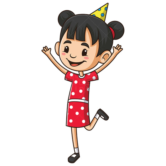 Royalty-free stock vector illustration of a asian birthday girl.