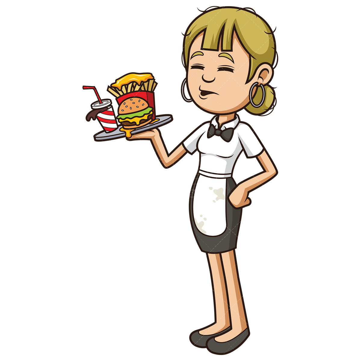 Royalty-free stock vector illustration of a bad and dirty waitress.