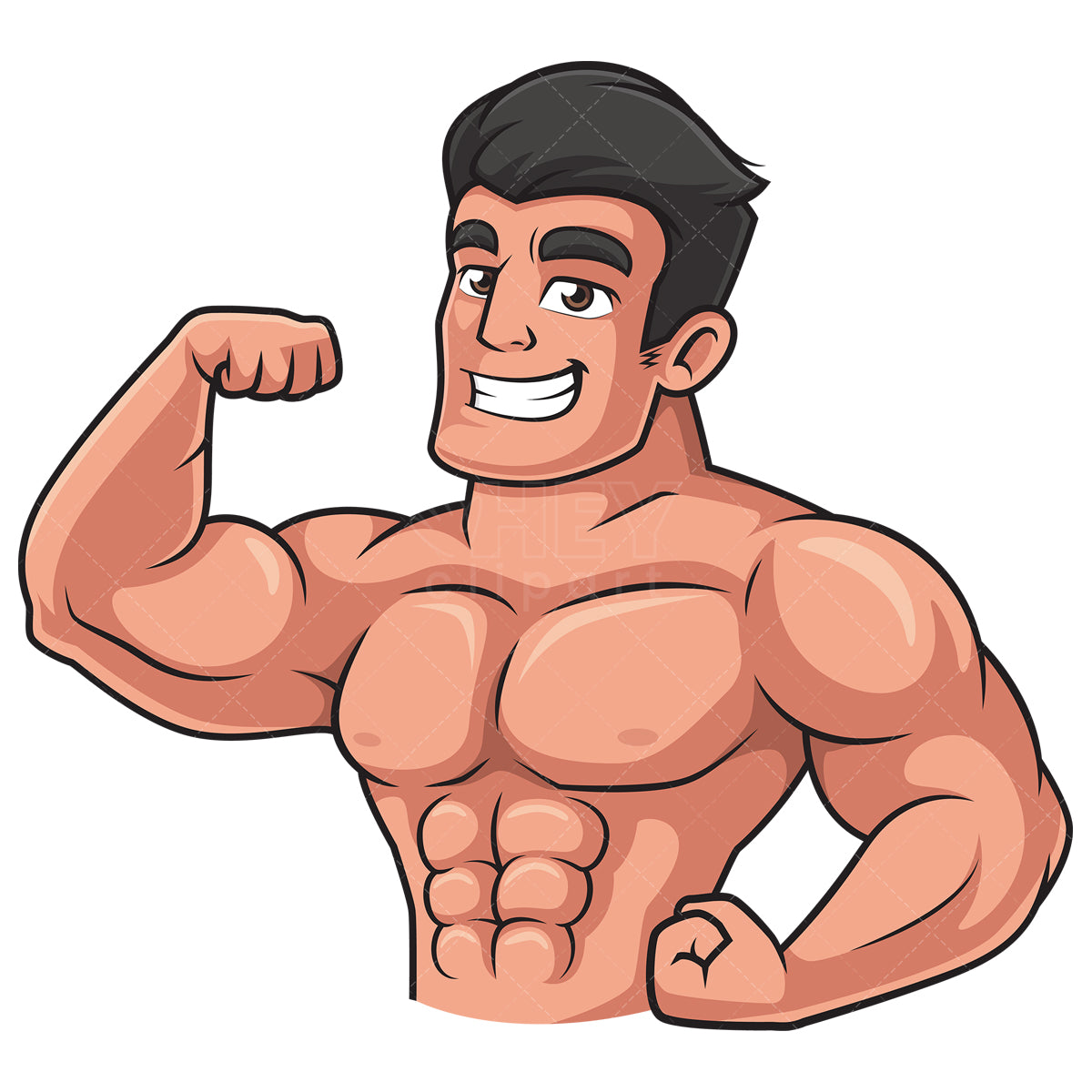 Royalty-free stock vector illustration of a buff man flexing.