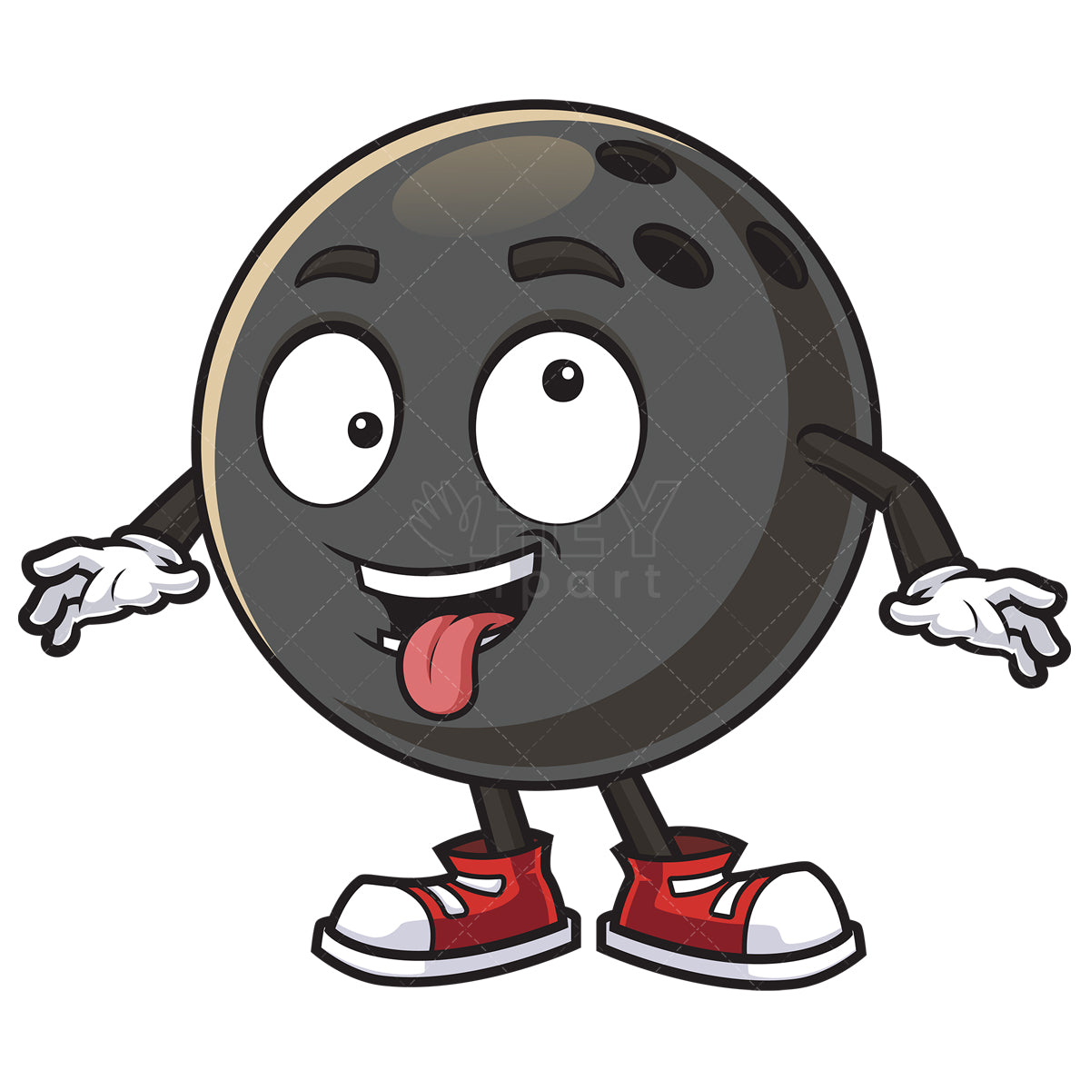 Royalty-free stock vector illustration of a crazy bowling ball mascot.