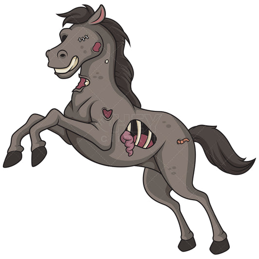 Royalty-free stock vector illustration of a creepy zombie horse.