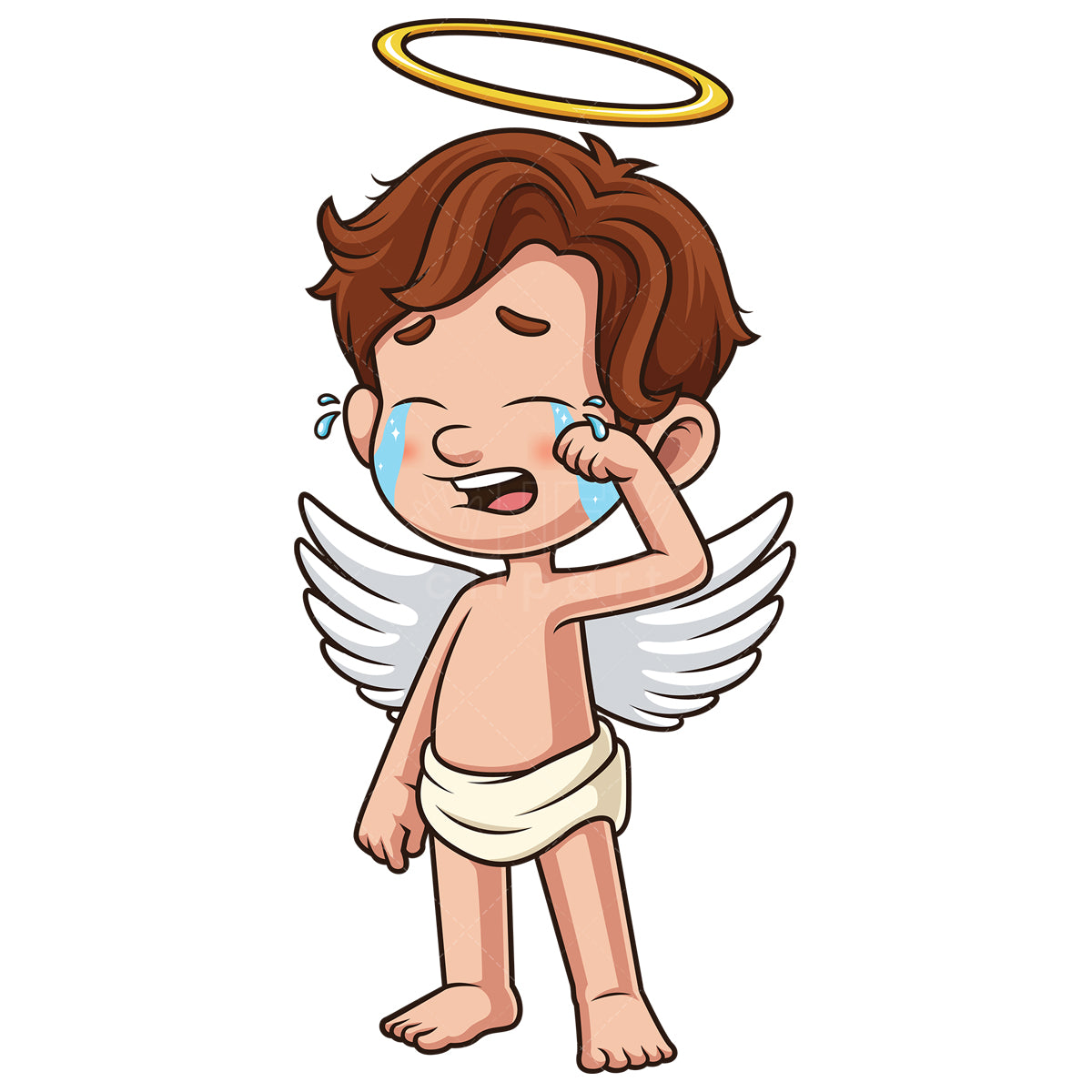 Royalty-free stock vector illustration of a crying cherub.