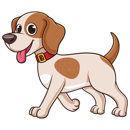 Royalty-free stock vector illustration of a cute little dog walking.