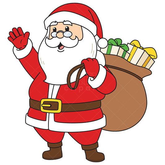 Royalty-free vector illustration of a cute santa claus waving.