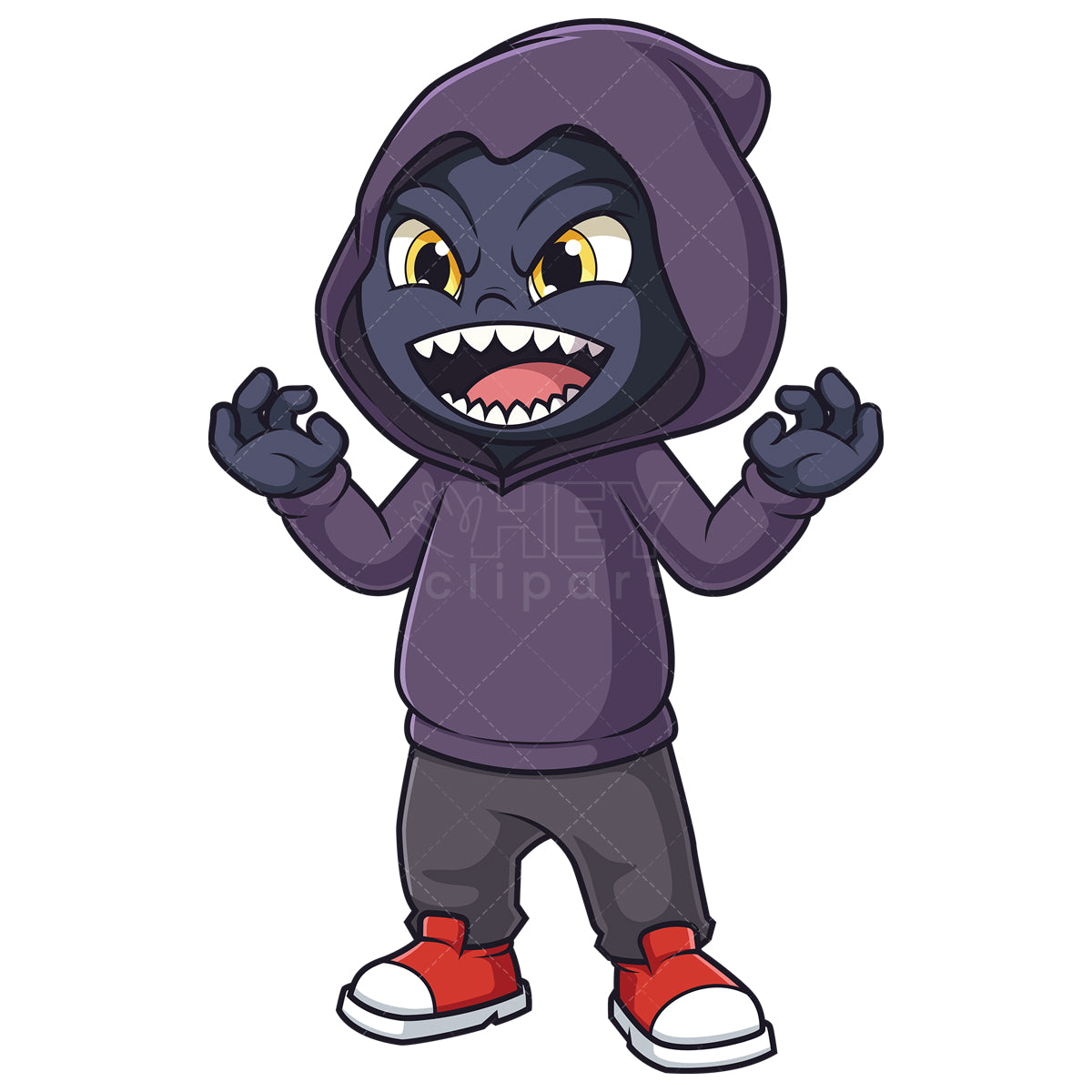 Royalty-free stock vector illustration of an evil humanoid laughing.