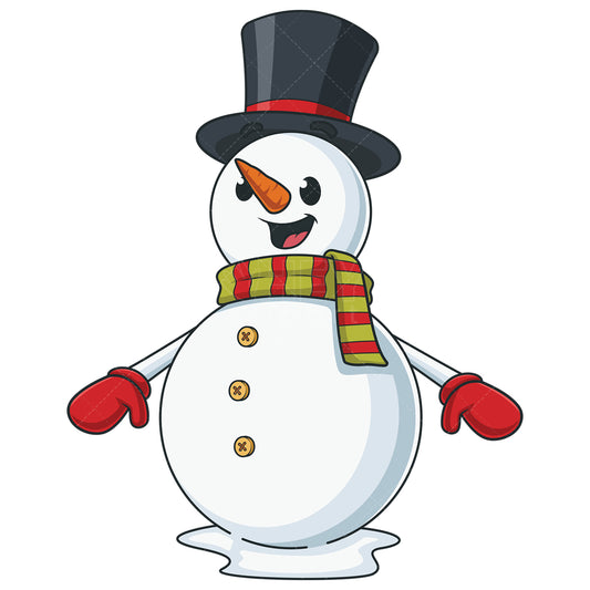 Royalty-free stock vector illustration of a happy snowman character.