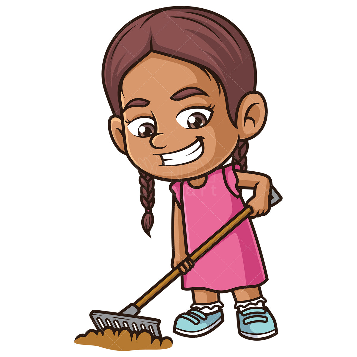 Royalty-free stock vector illustration of a hispanic girl plowing.