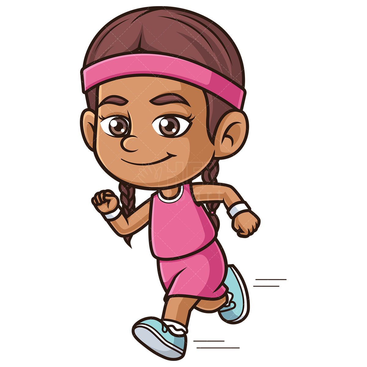 Royalty-free stock vector illustration of a hispanic girl running for exercise.