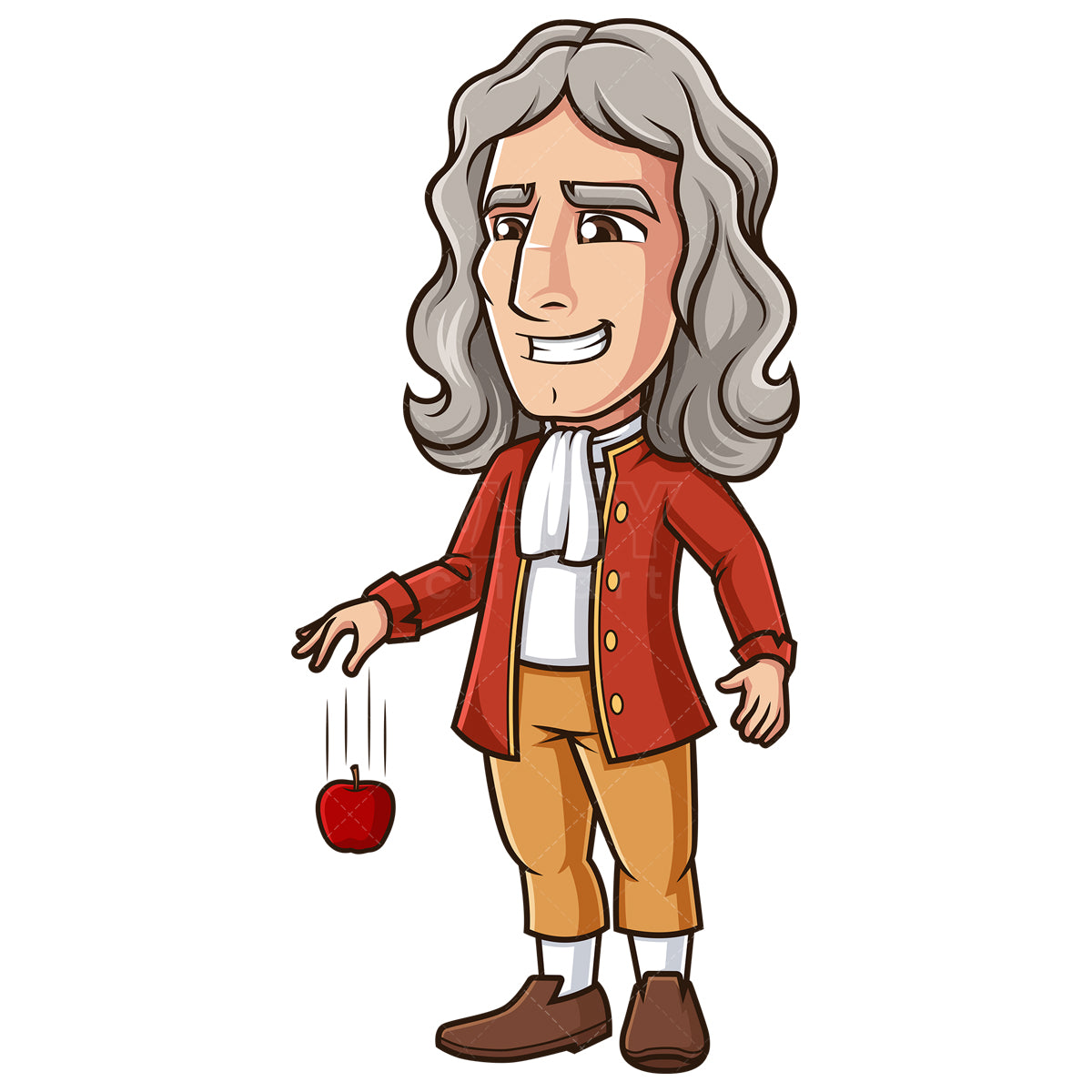 Royalty-free stock vector illustration of isaac newton dropping an apple.