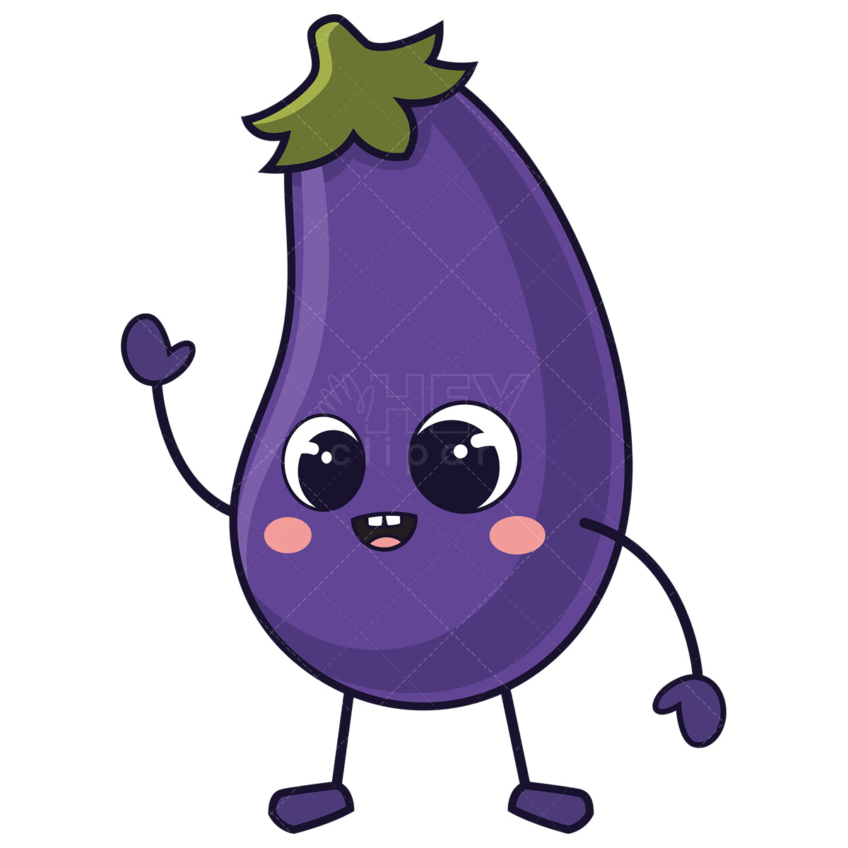 Royalty-free stock vector illustration of a kawaii eggplant.