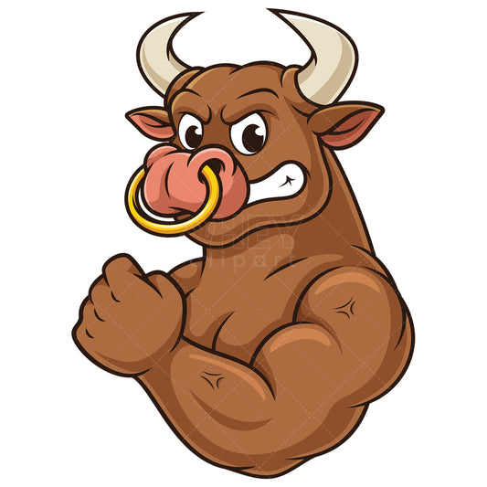 Royalty-free stock vector illustration of a muscular bull mascot.