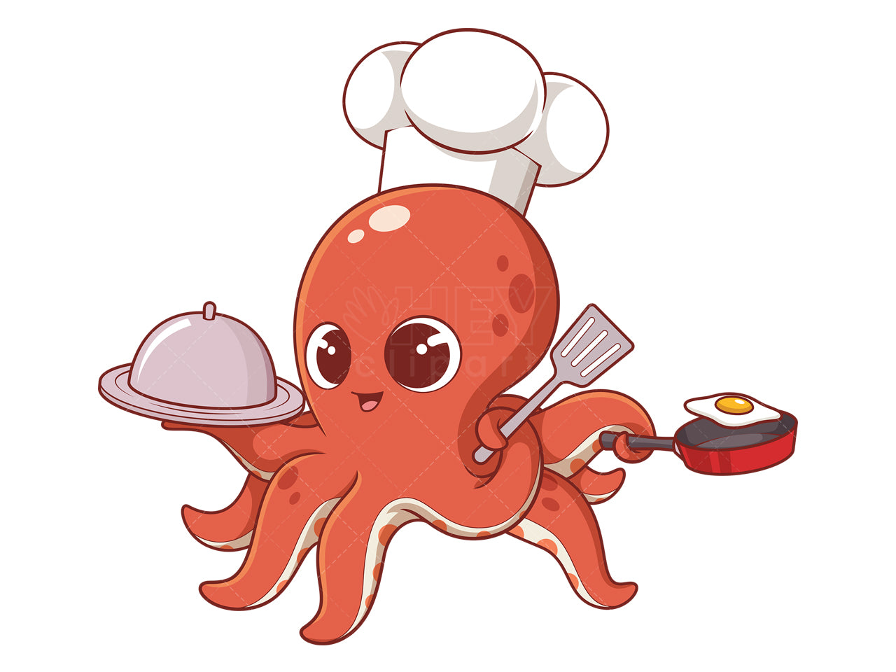 Royalty-free stock vector illustration of an octopus chef.