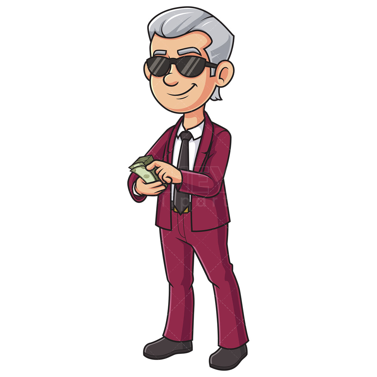 Royalty-free stock vector illustration of a rich man counting cash.