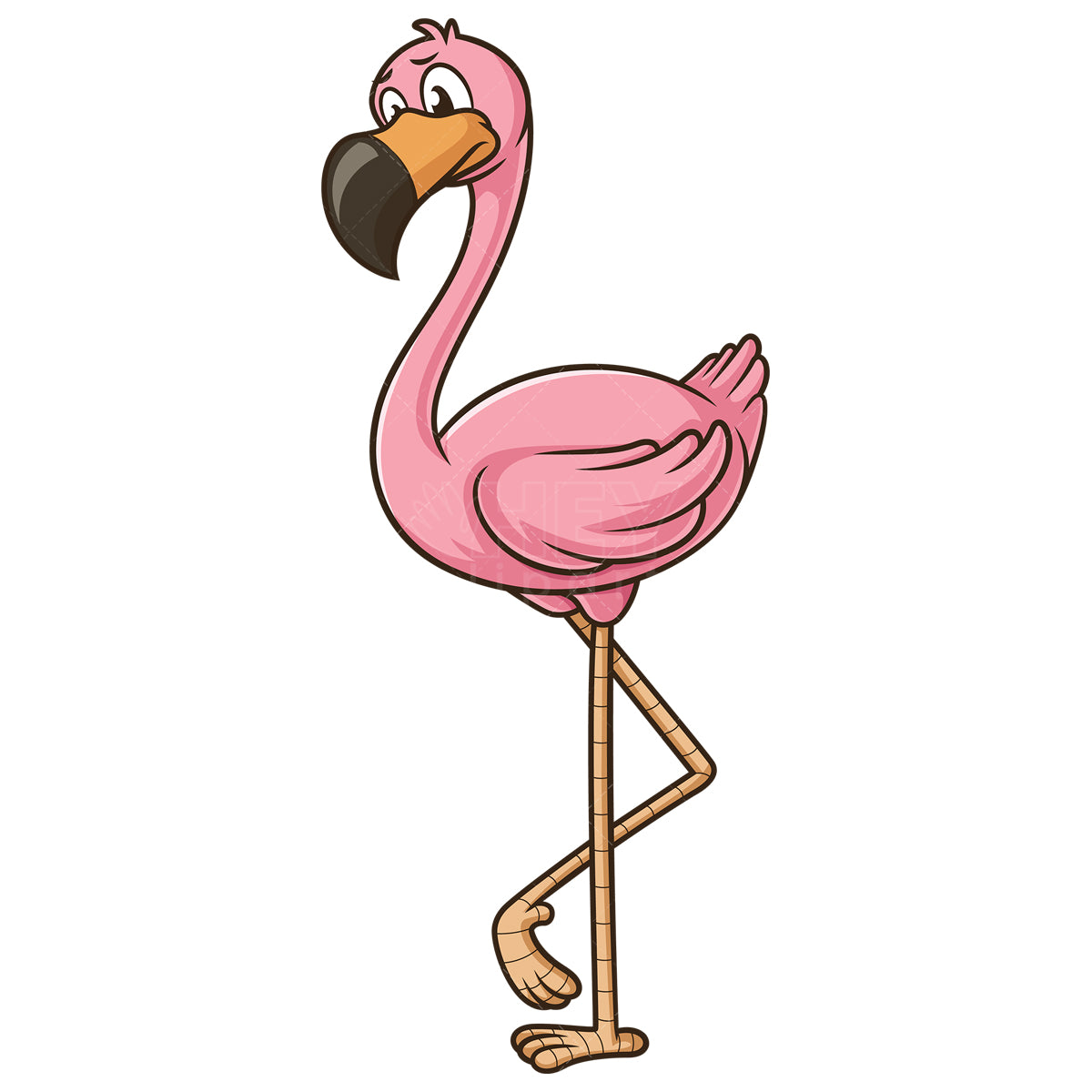 Royalty-free stock vector illustration of a sad flamingo.