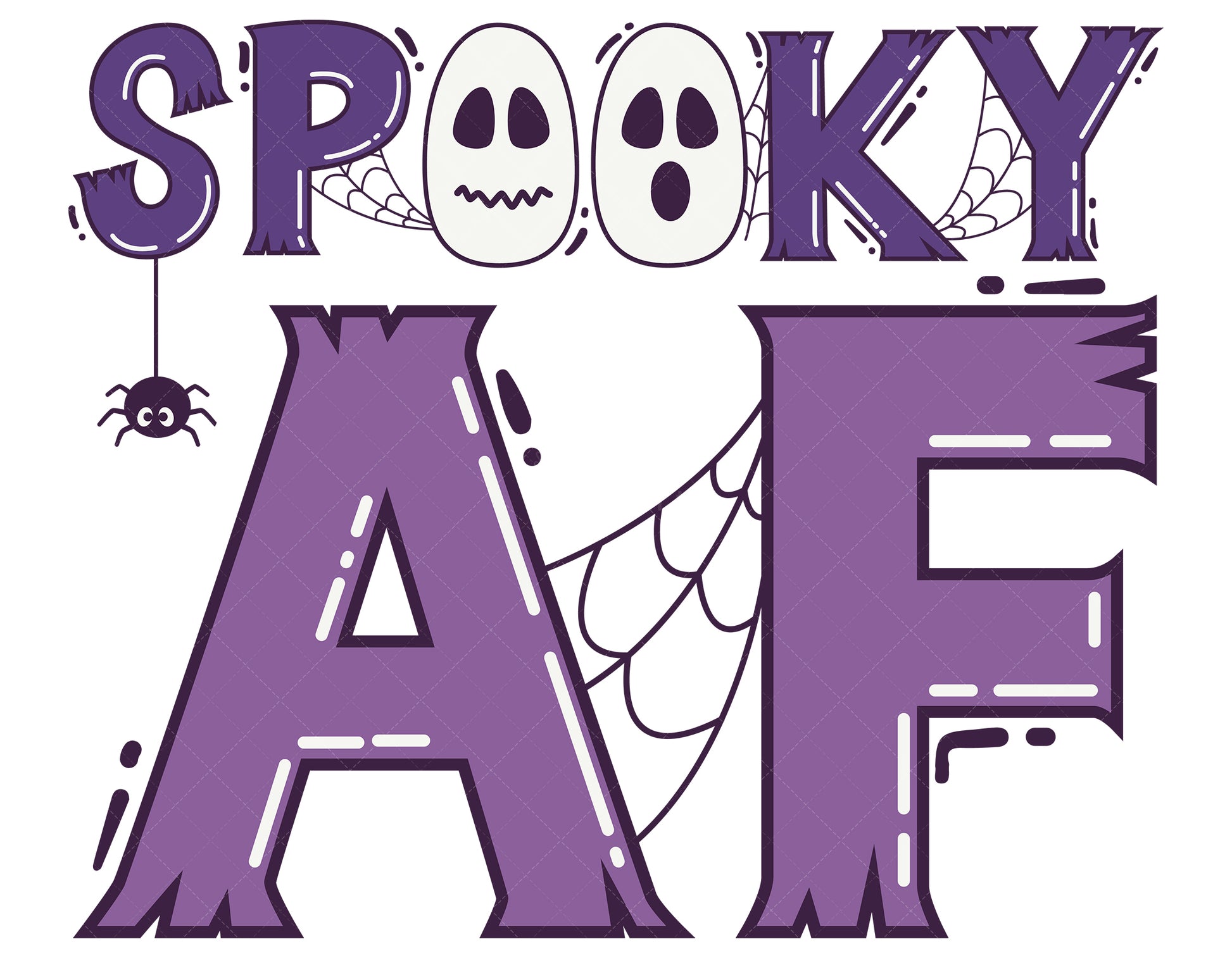 Royalty-free vector illustration of handwritten-style text art that reads "spooky af".