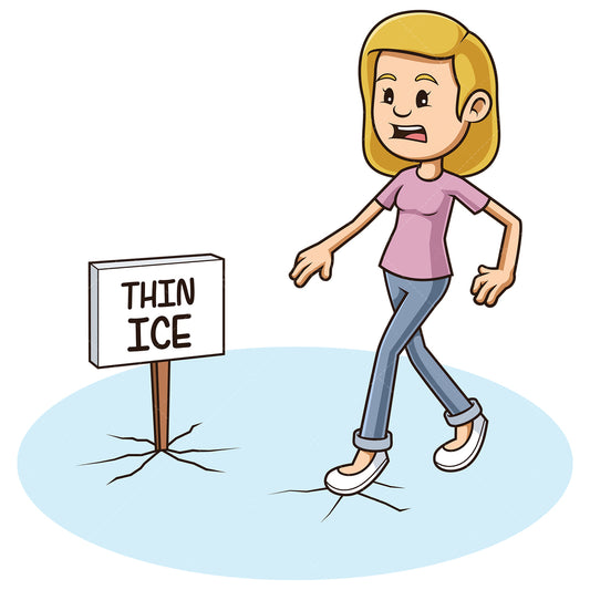 Royalty-free stock vector illustration of a walking on thin ice.