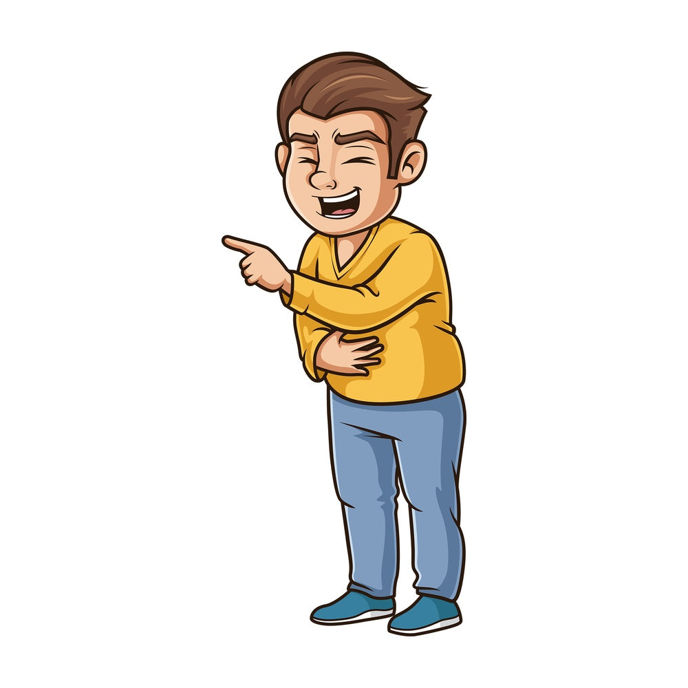 Chubby guy cracking up. PNG - JPG and vector EPS (infinitely scalable).