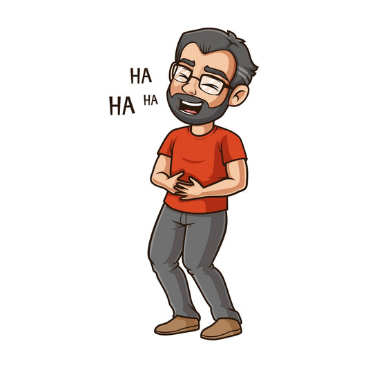 Middle-Aged man laughing. PNG - JPG and vector EPS (infinitely scalable).