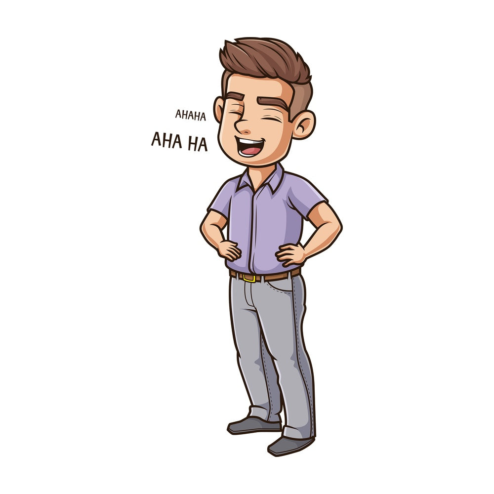 Young guy laughing. PNG - JPG and vector EPS (infinitely scalable).