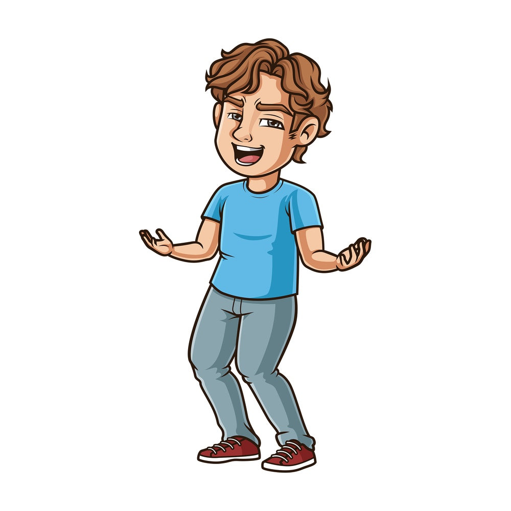 Young man chuckling. PNG - JPG and vector EPS (infinitely scalable).