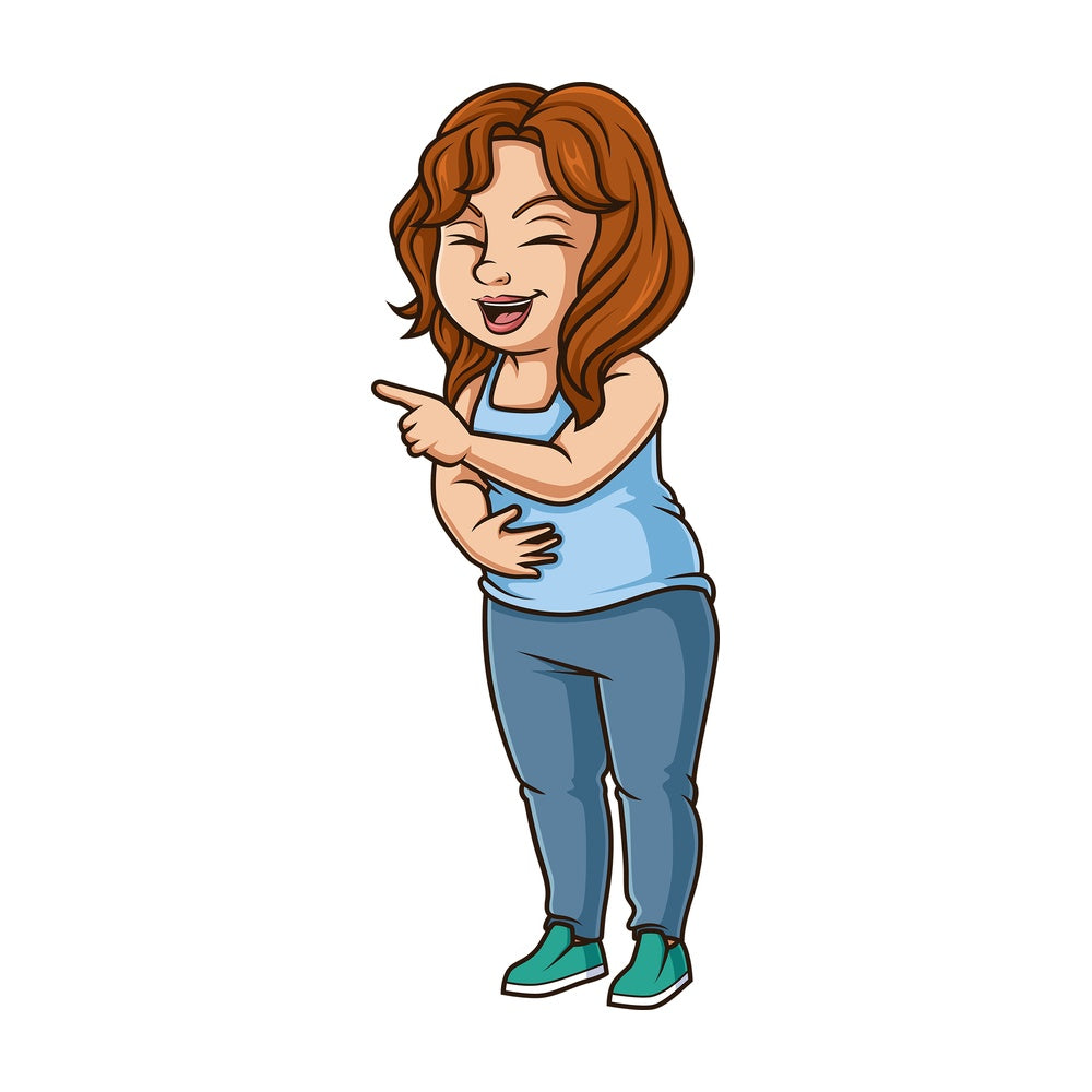 Chubby woman cracking up. PNG - JPG and vector EPS (infinitely scalable).
