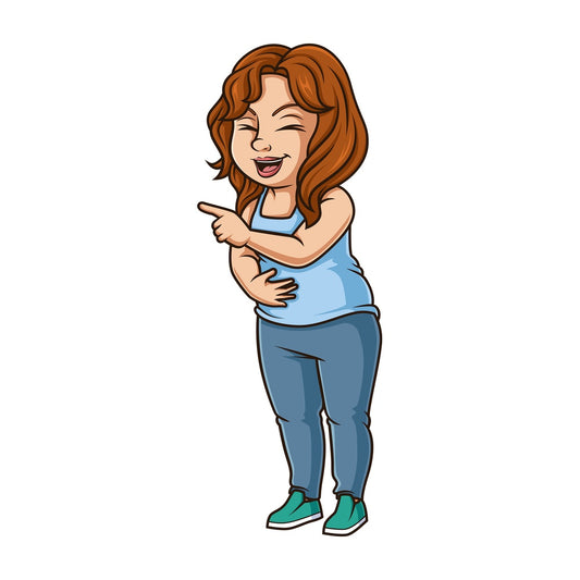 Chubby woman cracking up. PNG - JPG and vector EPS (infinitely scalable).