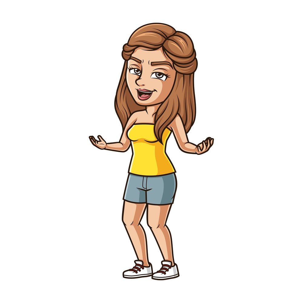 Young woman chuckling. PNG - JPG and vector EPS (infinitely scalable).