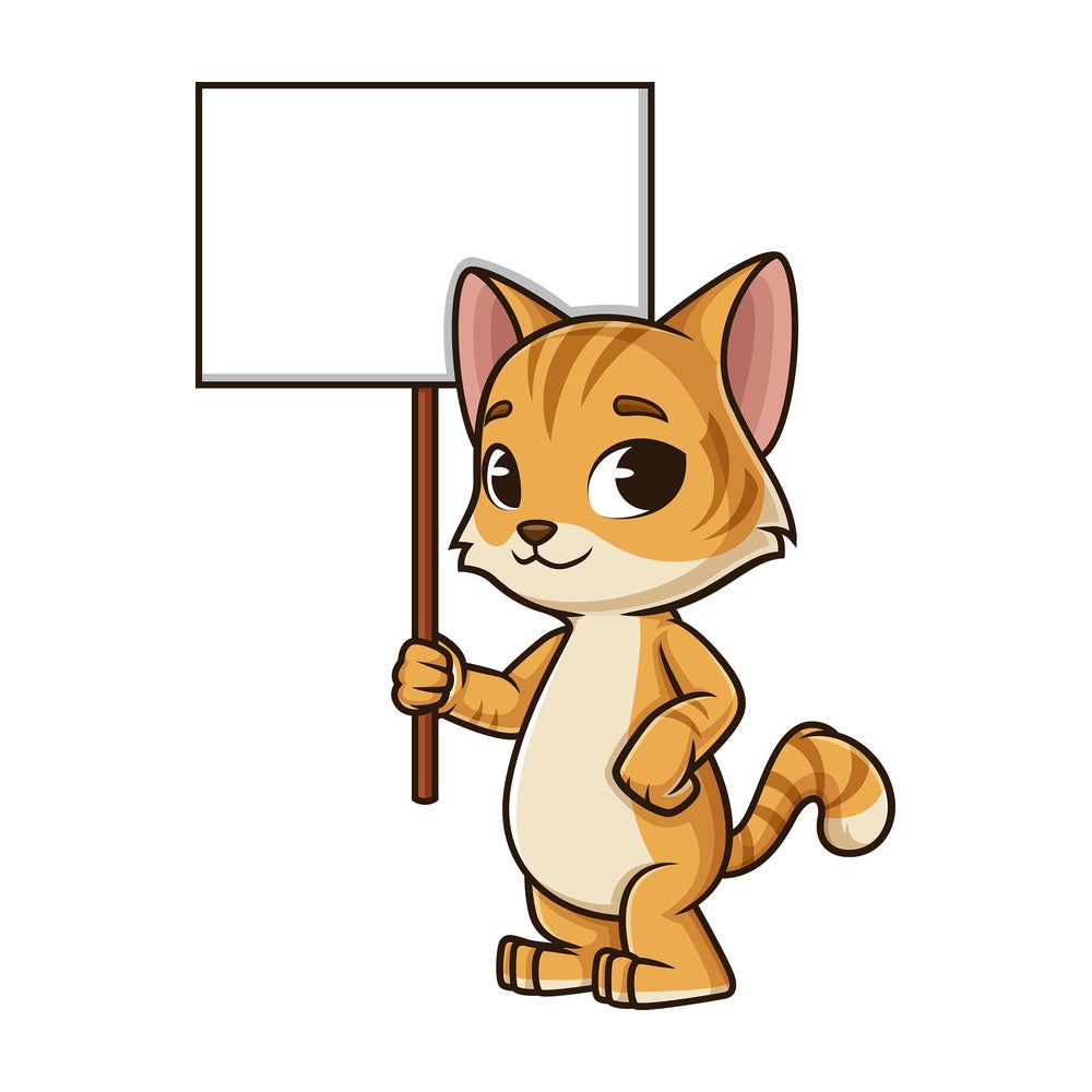 Friendly cat blank sign. PNG - JPG and vector EPS (infinitely scalable).