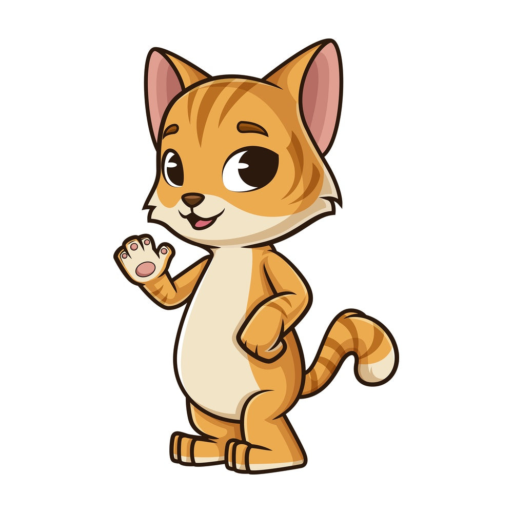Friendly cat waving. PNG - JPG and vector EPS (infinitely scalable).