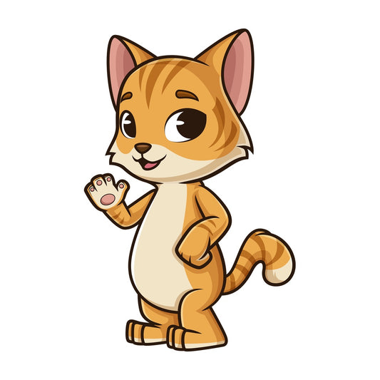 Friendly cat waving. PNG - JPG and vector EPS (infinitely scalable).