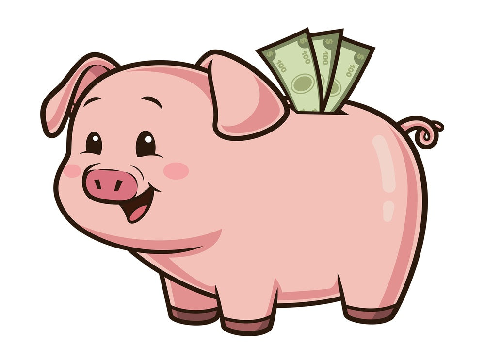 Piggy bank saving money. PNG - JPG and vector EPS (infinitely scalable).
