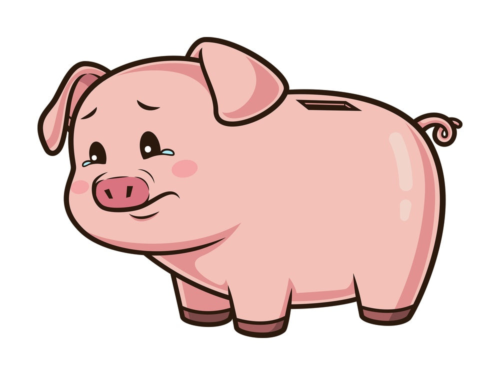 Sad piggy bank. PNG - JPG and vector EPS (infinitely scalable).