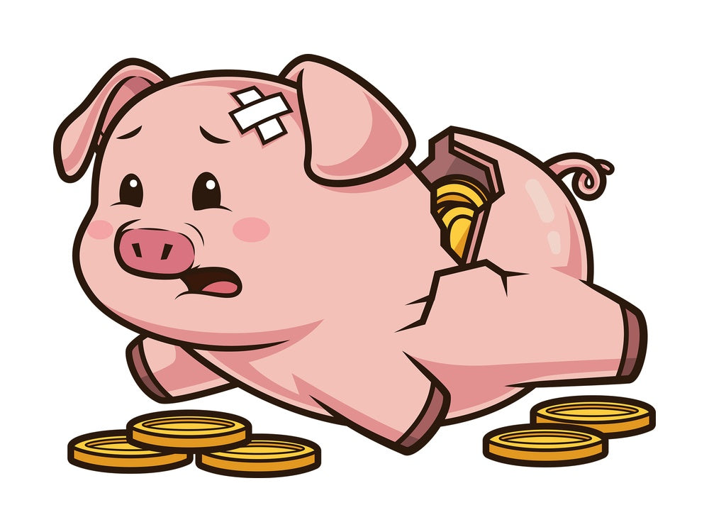Broken piggy bank. PNG - JPG and vector EPS (infinitely scalable).