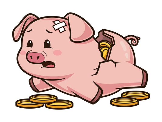 Broken piggy bank. PNG - JPG and vector EPS (infinitely scalable).