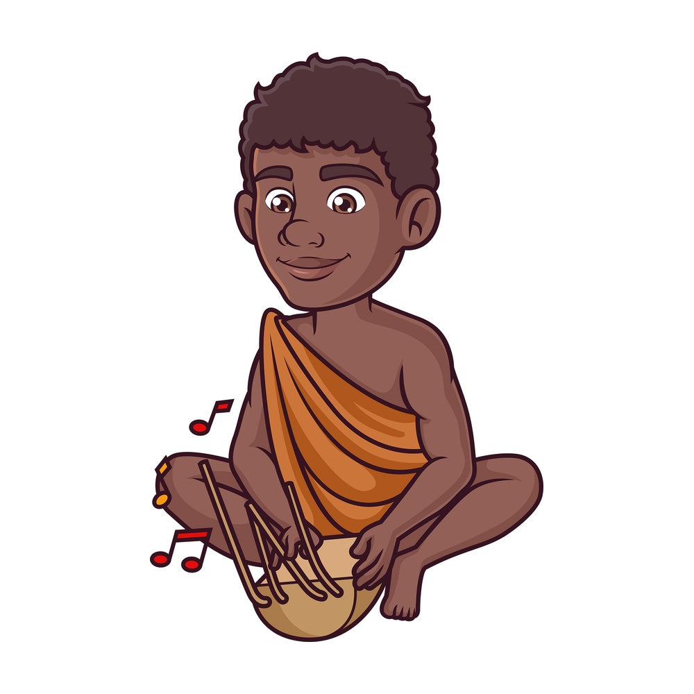 Bushman playing musical instrument. PNG - JPG and vector EPS (infinitely scalable).