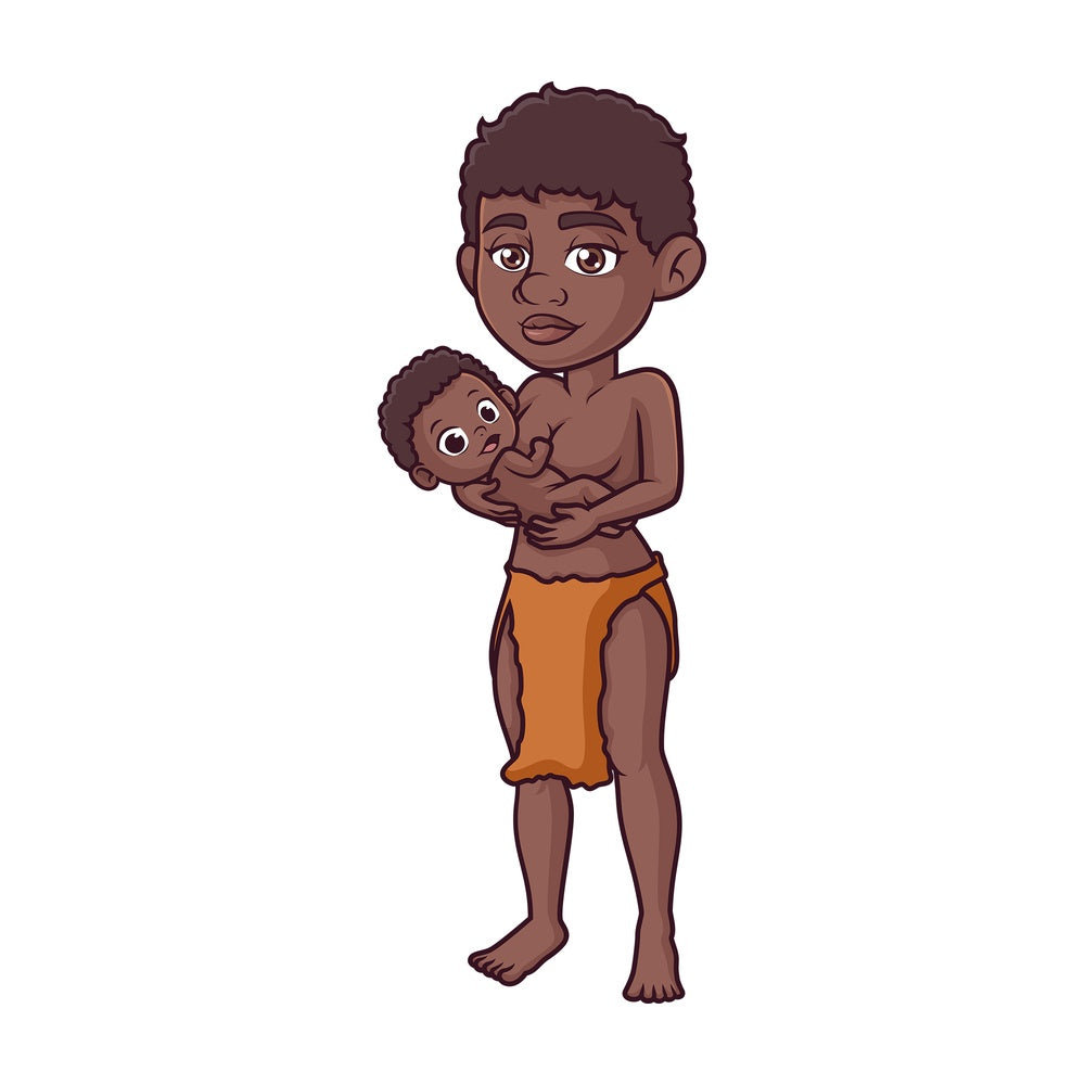 Woman bushman with baby. PNG - JPG and vector EPS (infinitely scalable).
